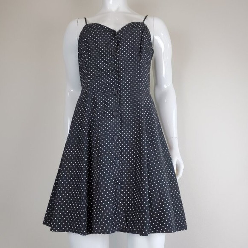 Vintage 90s City Triangle Black Polkadot Mini Dress